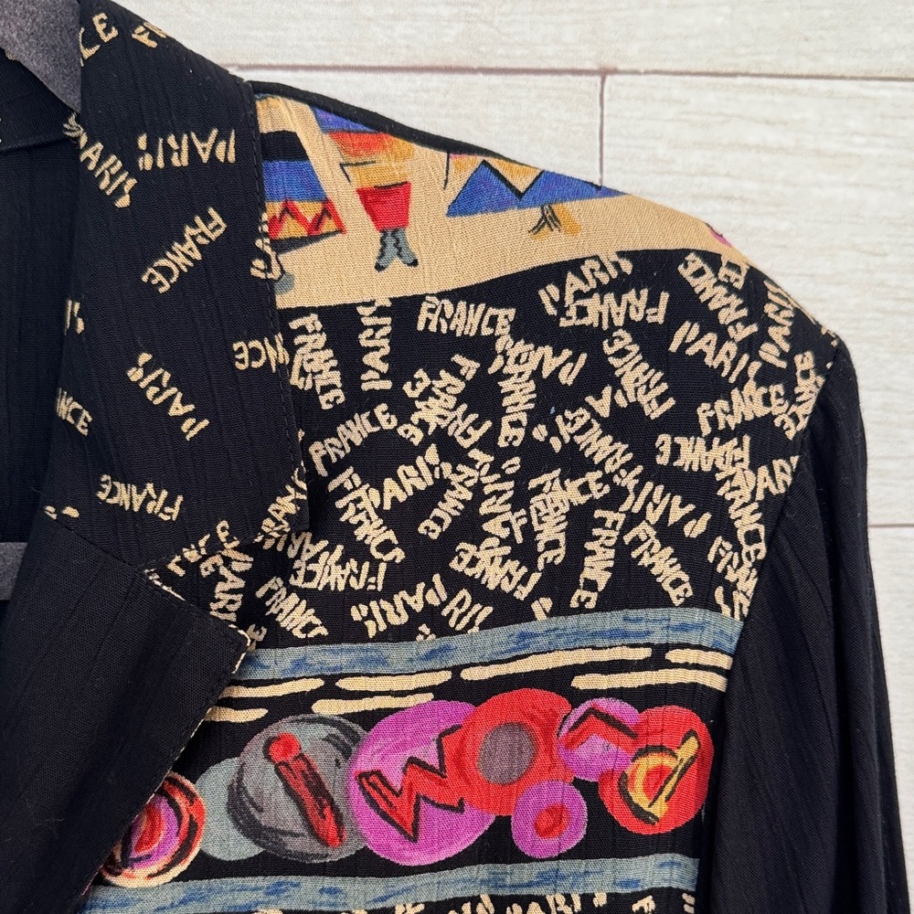 Vintage Carole Little Black and Gold Textured Jacket 8 petite - Picture 3 of 7